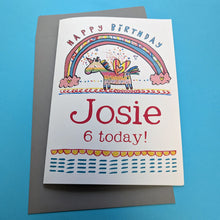 Load image into Gallery viewer, Personalised Big Unicorn Birthday Card