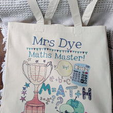 Load image into Gallery viewer, Personalised Maths Teacher Bag