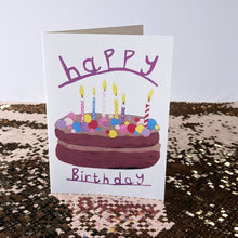 Load image into Gallery viewer, Happy Birthday Cake Greeting Card – Free Personalisation