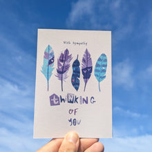 Load image into Gallery viewer, With Sympathy Thinking Of You Feathers Greeting Card – Free Personalisation