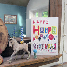 Load image into Gallery viewer, Happy Birthday Balloons Greeting Card – Free Personalisation