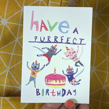 Load image into Gallery viewer, Have A Purrfect Birthday Party Cats Greeting Card – Free Personalisation