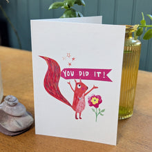Load image into Gallery viewer, You Did It Squirrel Greeting Card – Free Personalisation
