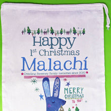 Load image into Gallery viewer, Personalised Baby's 1st Christmas Present Sack