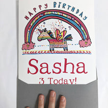 Load image into Gallery viewer, Personalised Big Unicorn Birthday Card