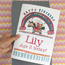 Load image into Gallery viewer, Personalised Big Unicorn Birthday Card