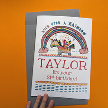 Load image into Gallery viewer, Personalised Big Unicorn Birthday Card