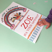 Load image into Gallery viewer, Personalised Big Unicorn Birthday Card