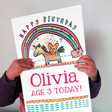 Load image into Gallery viewer, Personalised Big Unicorn Birthday Card