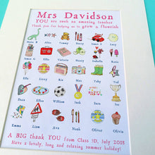 Load image into Gallery viewer, Personalised Teacher's Classroom Print