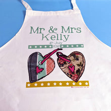 Load image into Gallery viewer, Personalised Mr And Mrs Love Hearts Apron