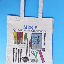 Load image into Gallery viewer, Personalised Queen Of The Classroom Bag