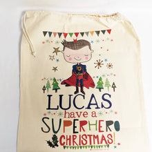 Load image into Gallery viewer, Personalised Superhero Christmas gift sack