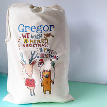 Load image into Gallery viewer, Personalised Yippee It's Christmas Santa Sack