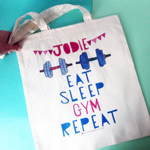 Load image into Gallery viewer, Eat Sleep Lift Repeat Personalised Gym Bag