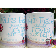Load image into Gallery viewer, Pair Of Personalised Mr & Mrs Mugs