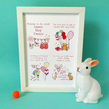 Load image into Gallery viewer, Personalised New Baby Print