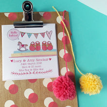 Load image into Gallery viewer, Personalised New Baby Announcement Cards Pack Of Six