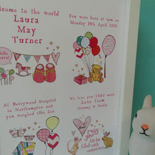 Load image into Gallery viewer, Personalised New Baby Print