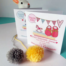 Load image into Gallery viewer, Personalised New Baby Thank You Cards Pack Of Six