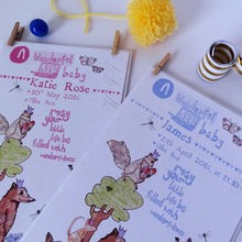 Load image into Gallery viewer, Personalised New Baby Woodland Card