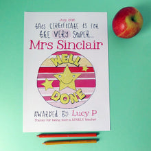 Load image into Gallery viewer, Personalised Super Teacher Certificate