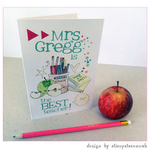 Load image into Gallery viewer, Personalised Thank You Teacher Card