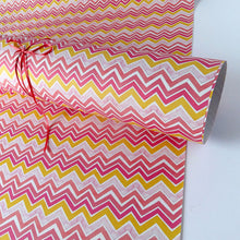 Load image into Gallery viewer, Recycled gift wrap - Pink zig zag
