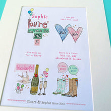Load image into Gallery viewer, Personalised Adventures And Dreams Valentine Print