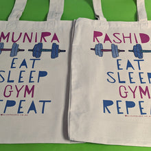 Load image into Gallery viewer, Eat Sleep Lift Repeat Personalised Gym Bag
