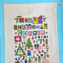 Load image into Gallery viewer, Personalised 'Ho Ho Ho' Christmas Sack