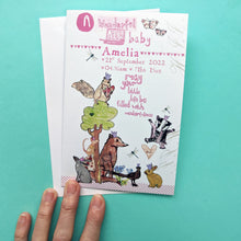 Load image into Gallery viewer, Personalised New Baby Woodland Card