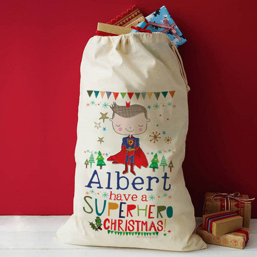 Personalised Superhero Christmas gift sack