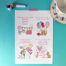 Load image into Gallery viewer, Personalised New Baby Print