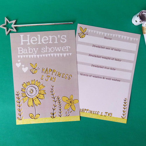 Personalised Baby Shower Quiz Cards