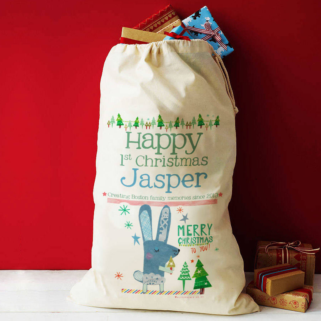 Personalised Baby's 1st Christmas Present Sack