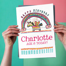 Load image into Gallery viewer, Personalised Big Unicorn Birthday Card