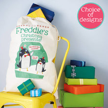 Load image into Gallery viewer, Personalised Christmas Penguins Sack