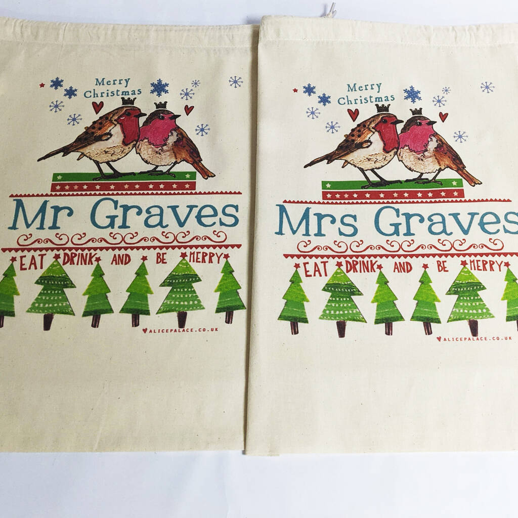 Personalised Mr And Mrs Christmas Sacks