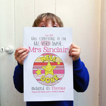Load image into Gallery viewer, Personalised Super Teacher Certificate