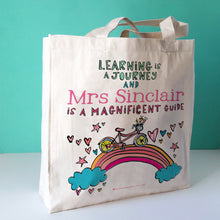 Load image into Gallery viewer, Personalised Learning Is A Journey Canvas Teacher Bag