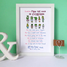 Load image into Gallery viewer, Personalised Six Reasons Why I Love You Print