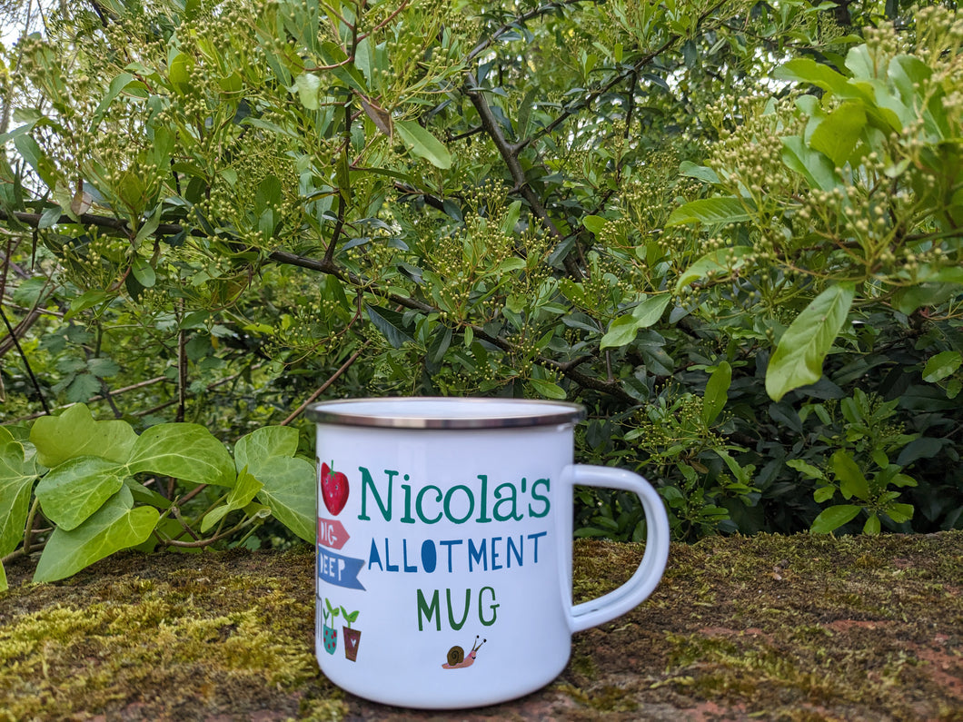 Personalised Enamel Allotment Mug