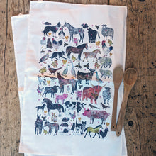 Load image into Gallery viewer, &#39;Farmyard Friends&#39; Illustrated Tea Towel
