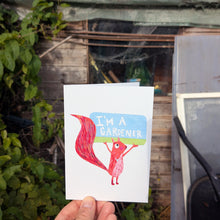 Load image into Gallery viewer, Gardener Squirrel Greeting Card – Free Personalisation
