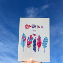 Load image into Gallery viewer, Thinking Of You Feathers Greeting Card – Free Personalisation

