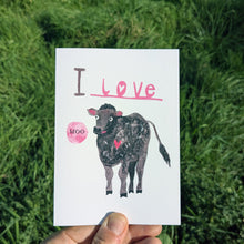 Load image into Gallery viewer, I Love Moo Cow Greeting Card – Free Personalisation
