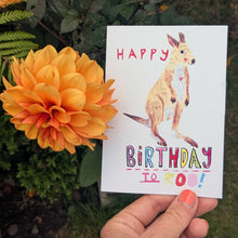 Load image into Gallery viewer, Happy Birthday To Roo! Kangaroo Greeting Card – Free Personalisation
