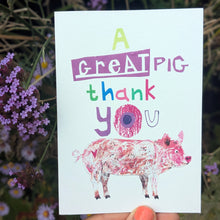 Load image into Gallery viewer, Great Pig Thank You Greeting Card – Free Personalisation
