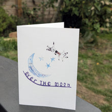 Load image into Gallery viewer, Over The Moon Dog Greeting Card – Free Personalisation
